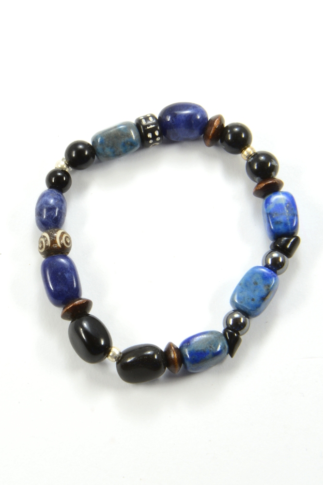 Bracelet sodalite, obsidienne neige