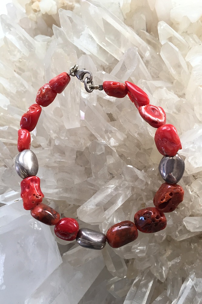 Bracelet Fleur Rouge - Corail 