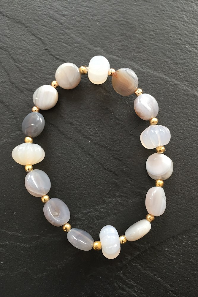 Bracelet Douceur - Agate grise, calcédoine blanche